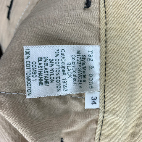 RAG & BONE Size 34 Black Cotton Blend Zip Fly Casual Pants