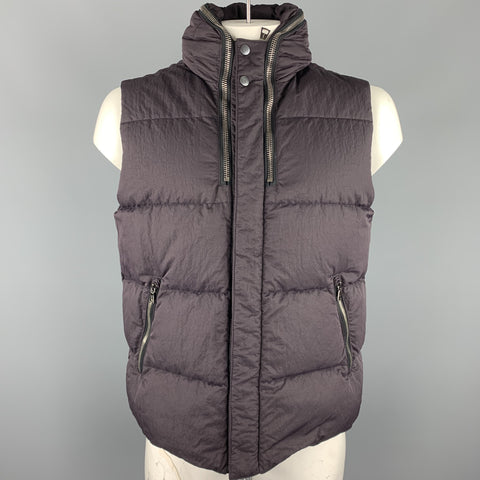 JOHN VARVATOS Talla 44 Berenjena Chaleco acolchado de poliamida con cremallera y broches