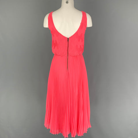 ALICE + OLIVIA Size 6 Pink Polyester Lurex Pleated Dress