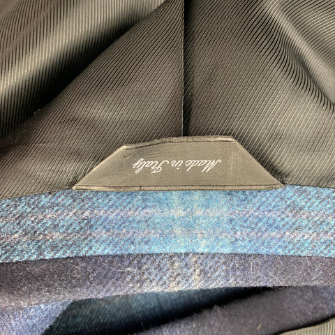 PAUL SMITH The Kensington Taille 36 Manteau de sport à revers cranté en laine à carreaux bleu marine et bleu
