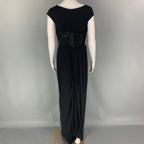 GIAMBATTISTA VALLI Size L Black Silk Sleeveless Bustier Gown Dress