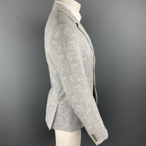 CALVIN KLEIN COLLECTION Size 36 Grey & White Woven Notch Lapel Sport Coat