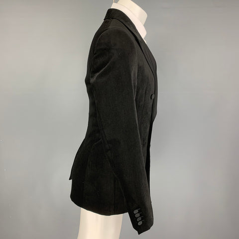 ALEXANDER MCQUEEN Size 38 Black Velvet Cotton Blend Sport Coat