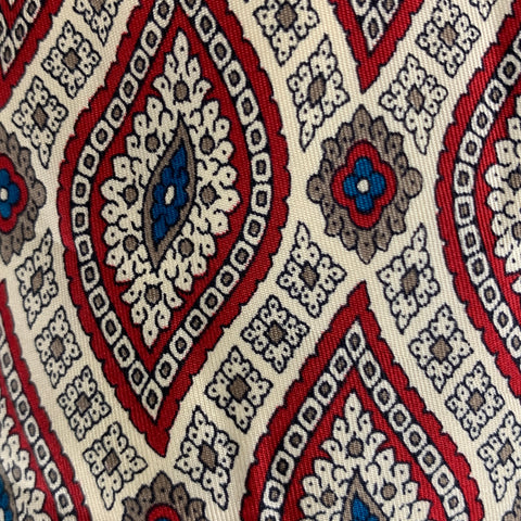 ST MICHAEL Cream Red Print Silk Tie