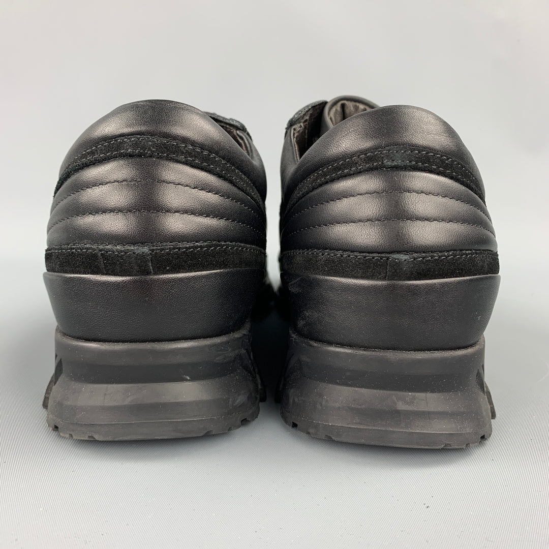 LANVIN Talla 10 Zapatillas de deporte con cordones de nailon de materiales mixtos negros