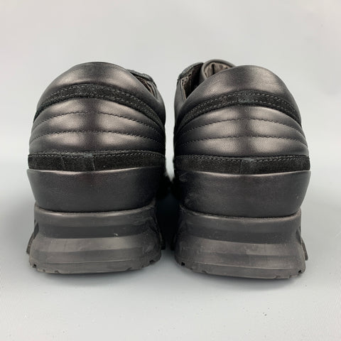 LANVIN Size 10 Black Mixed Materials Nylon Lace Up Sneakers