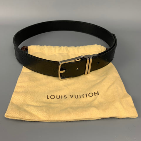 LOUIS VUITTON Saint-Cyr-Boston Size 34 Black Damier Leather Belt