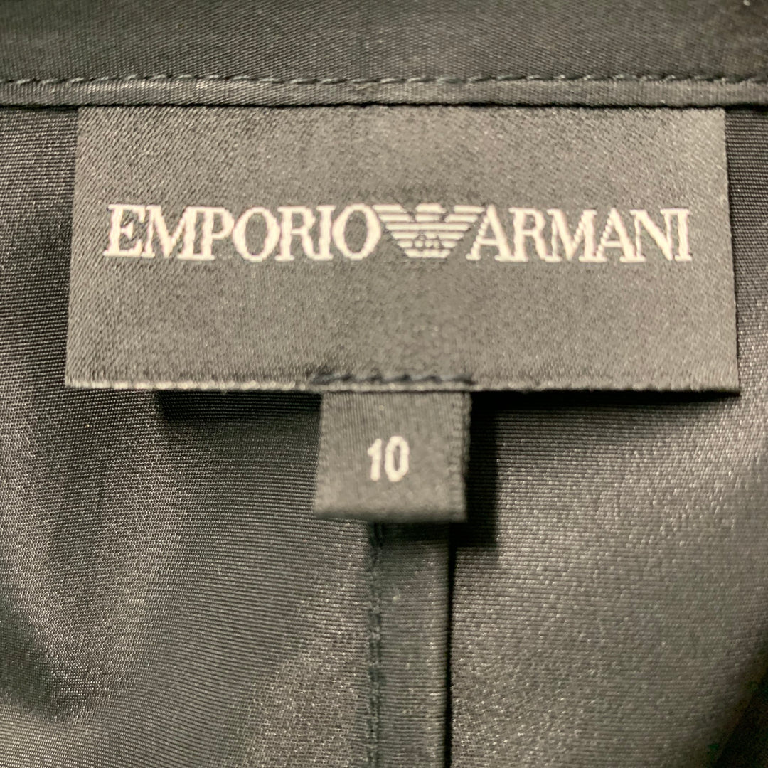 EMPORIO ARMANI Size 10 Black Acetate Blend Beaded Blouse
