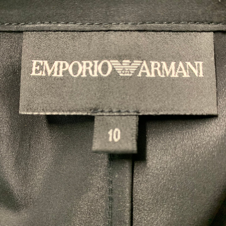 EMPORIO ARMANI Size 10 Black Acetate Blend Beaded Blouse