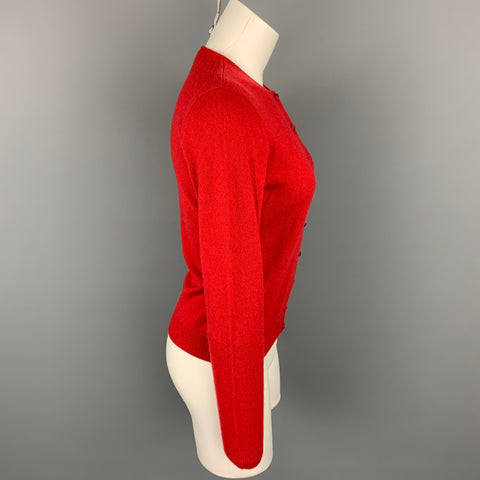 RALPH LAUREN Black Label Talla M Cárdigan de cachemira de punto rojo