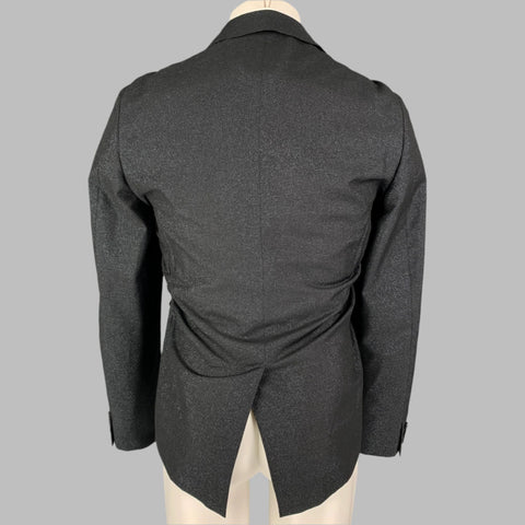 COMME des GARCONS HOMME PLUS SS 19 Size L Black Blue Metallic Ruched Sport Coat