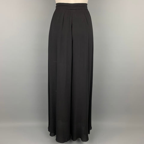 CHANEL 1993 Talla 10 Pantalón de vestir plisado de pierna ancha de seda negra