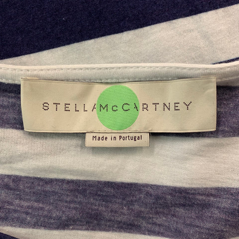 STELLA McCARTNEY Size 4 Blue & White Palm Tree Cotton Stripe T-Shirt