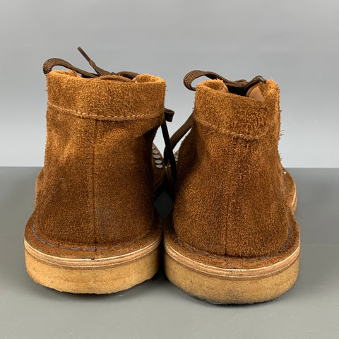 PRADA Size 11 Brown Studded Suede Chukka Boots