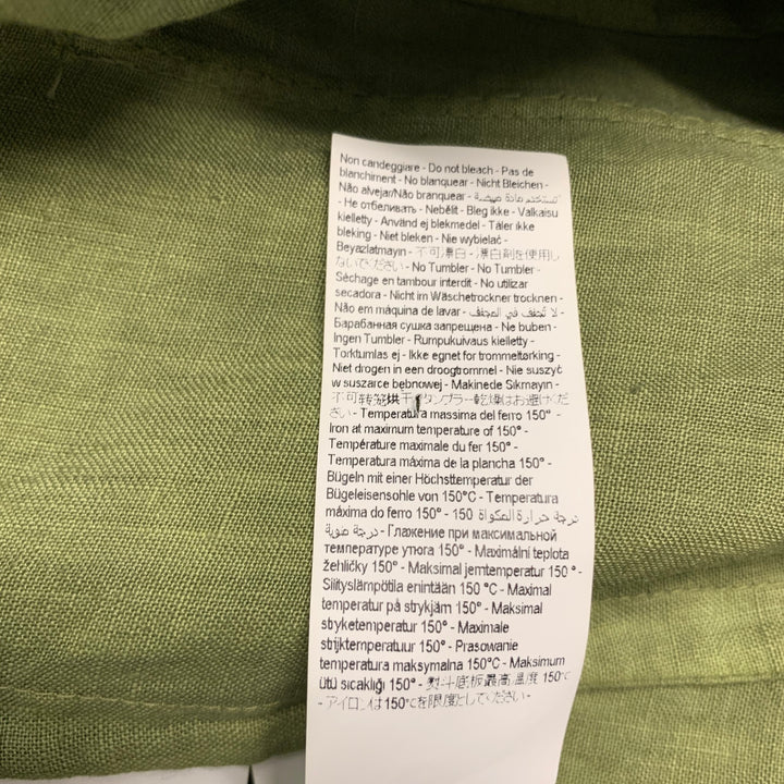 120% LINO Size 46 Green Solid Linen Notch Lapel Sport Coat