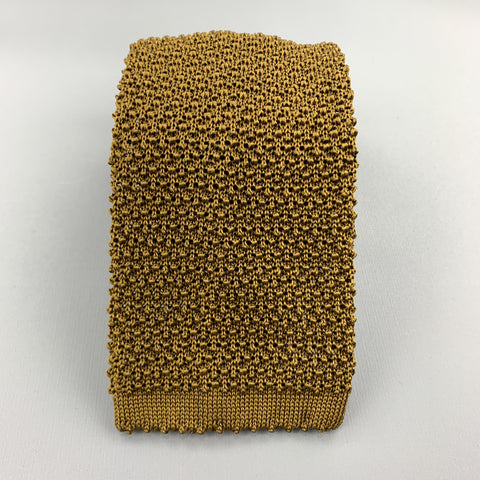 TURNBULL & ASSER Mustard Brown Silk Textured Knit Tie
