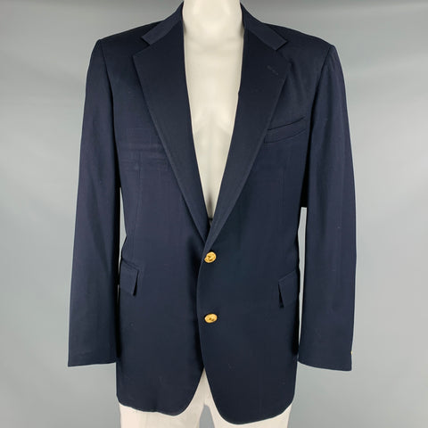 RALPH LAUREN Size 46 Navy Wool Notch Lapel Sport Coat