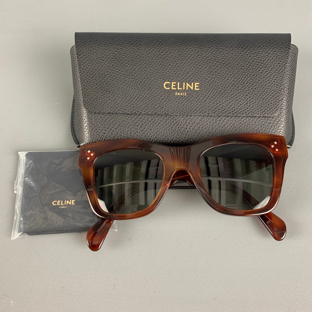 CELINE Brown Tortoise Shell Acetate Sunglasses