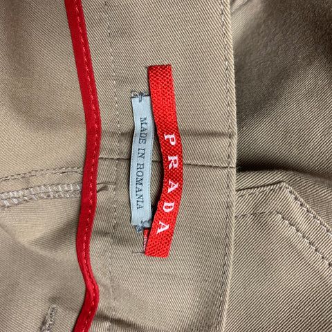 PRADA Taille 34 Pantalon décontracté en coton mélangé kaki avec braguette boutonnée