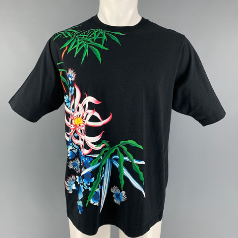 KENZO Size S Black Multi-Color Sea Lily Cotton Oversized T-shirt