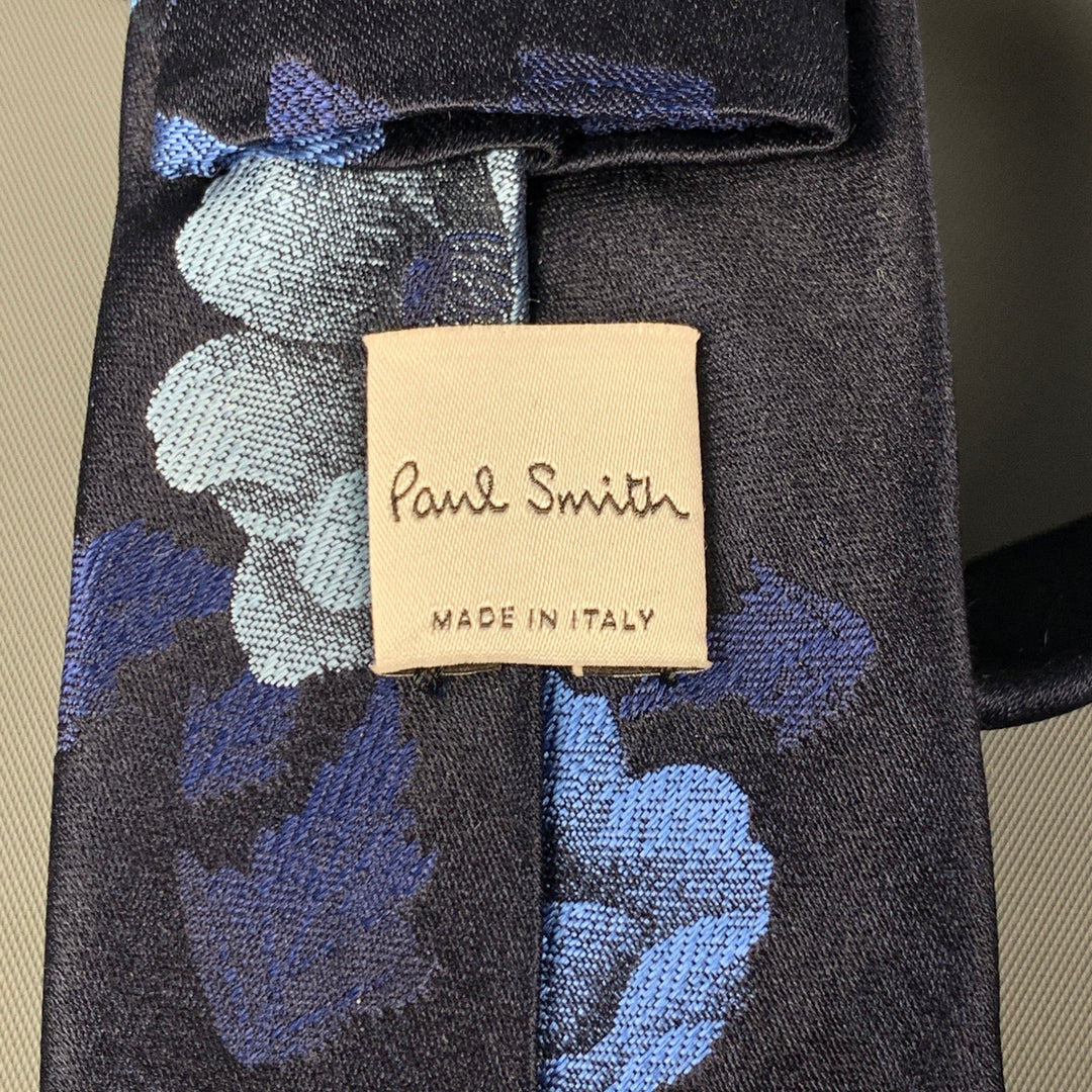 PAUL SMITH Navy Light Blue Floral Silk Tie