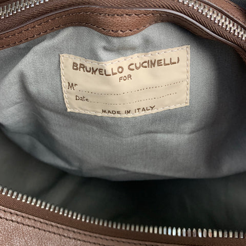 BRUNELLO CUCINELLI Bolsos de viaje de cuero marrón topo