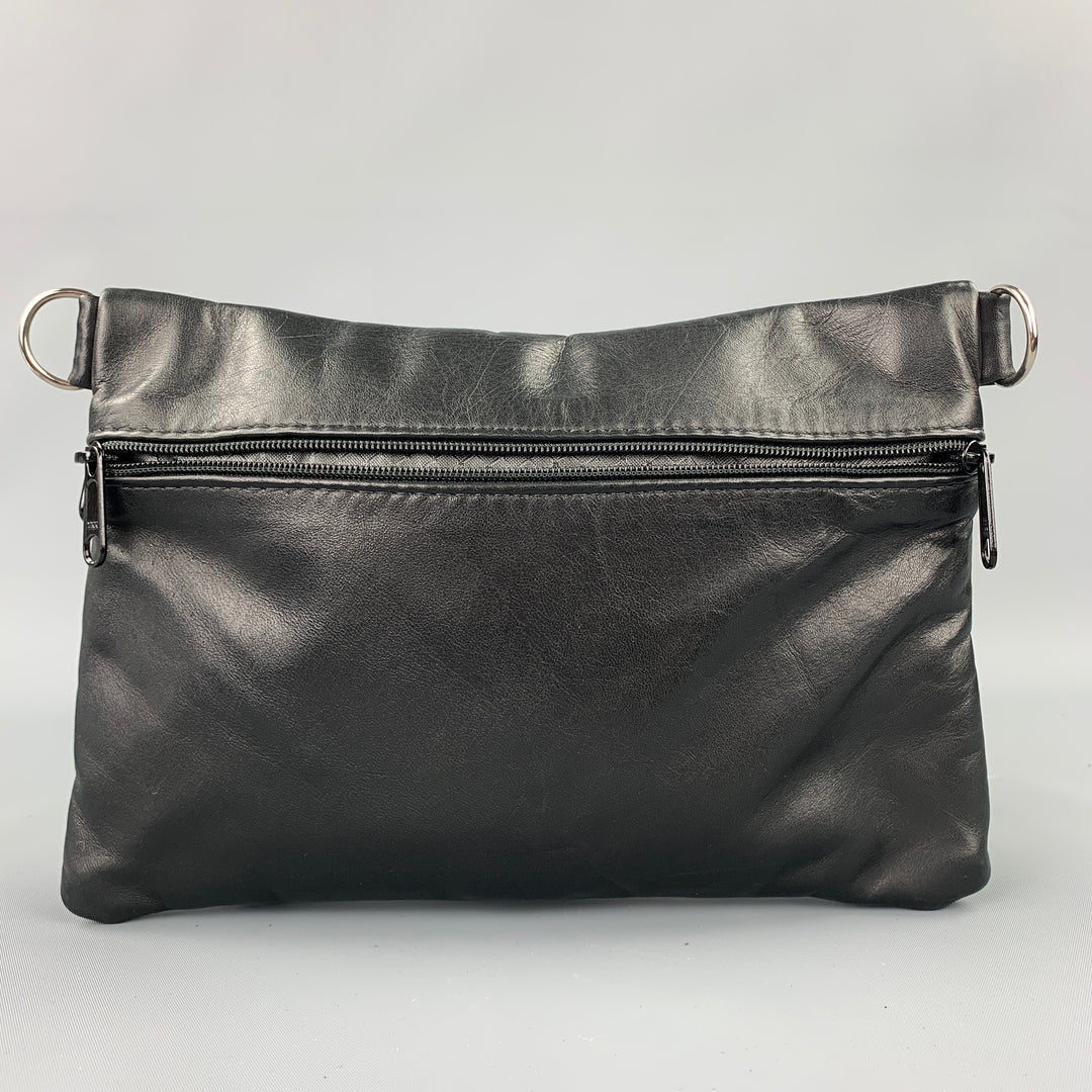 VINTAGE Black Embossed Leather Shoulder Bag
