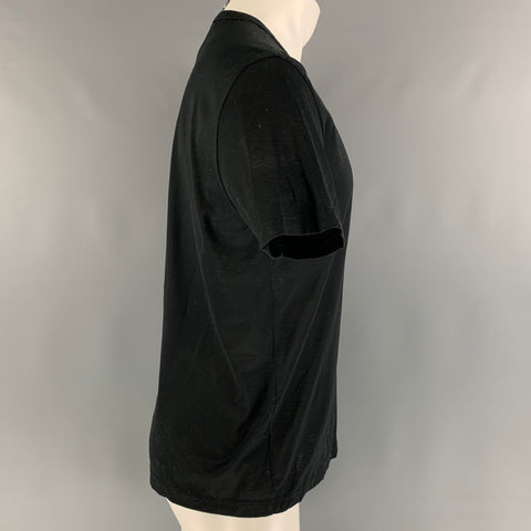 THEORY Size M Black Cotton Henley T-shirt