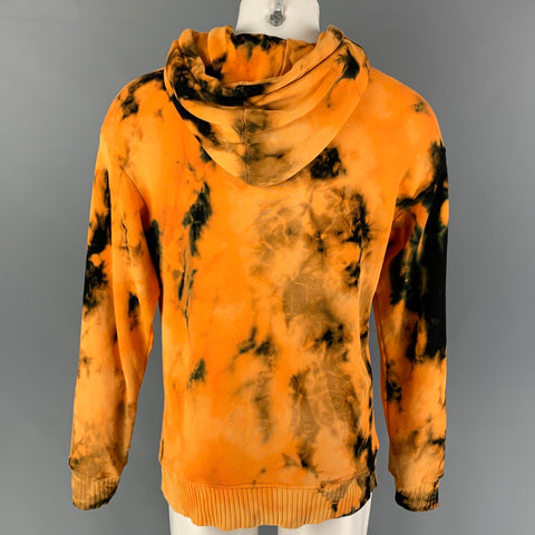 COTTON CITIZEN Size S Orange Black Tie Dye Cotton Hooded Sweatshirt