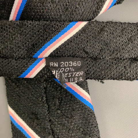VISIONS Size One Size Black Diagonal Stripe Polyester Tie