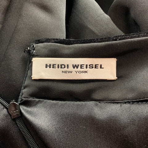 HEIDI WEISEL Size 10 Black Pleated Tafeta Silk Pleated Evening Skirt
