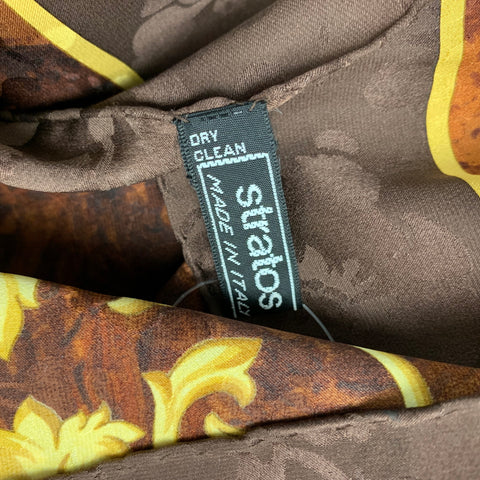 VALENTINO Brown & Gold Silk Marbled Square Scarf