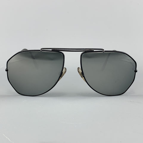 MENIA Vintage Black Matter Metal Mirrored Geometric Aviators