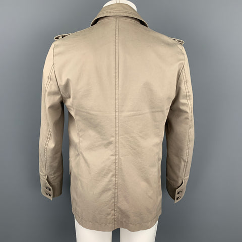 GUCCI Size 40 Khaki Cotton Epaulettes Buttoned Jacket