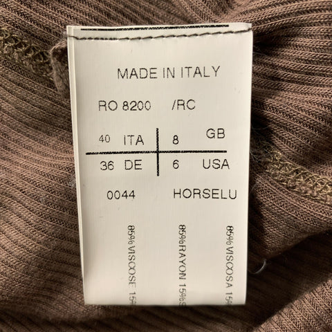 DARK SHADOW Size 6 Brown Viscose & Silk Ribbed T-Shirt