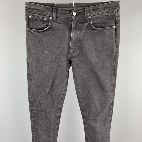 NUDIE JEANS Size 34 Black Washed Cotton Zip Fly Jeans