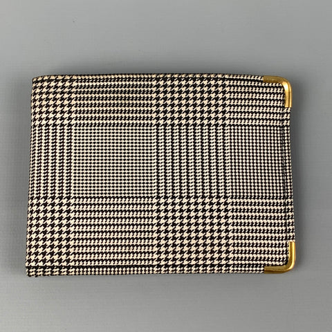 CHRISTIAN DIOR Black White Glenplaid Canvas Bi-Fold Wallet