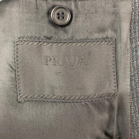 PRADA Size 38 Charcoal Pinstripe Wool Blend Peak Lapel Double Breasted Coat