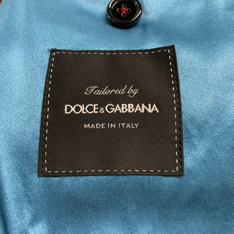 DOLCE & GABBANA Chest Size 38 Red Solid Wool  Elastane Peak Lapel 30 29 Suit