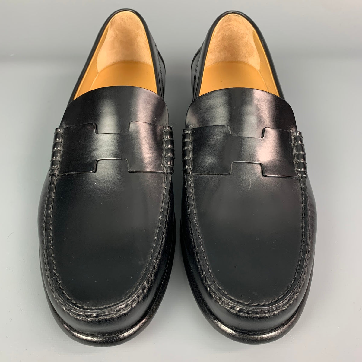 HERMES Size 9 Black Leather Slip On Kennedy Loafers – Sui 