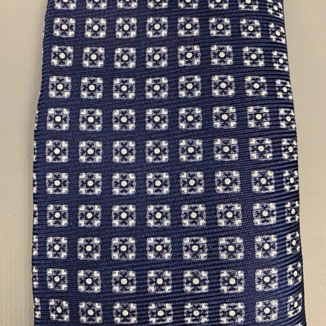 KITON Blue & Light Blue Square Print Tie