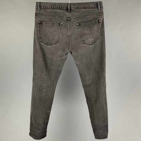 OUR LEGACY Vaqueros ajustados con bragueta de botones y algodón gris talla 32