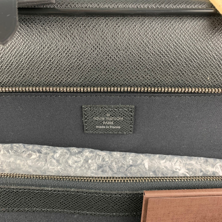 LOUIS VUITTON All Pilot Case  Black Textured Leather Carry-On Roller Luggage Bag