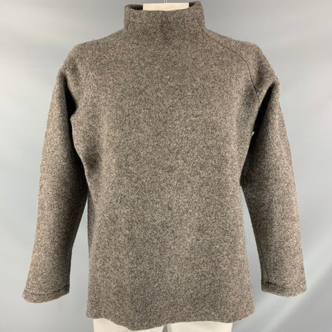 DANIEL CLEARY Size XL Grey Solid Wool Mock Neck Sweater