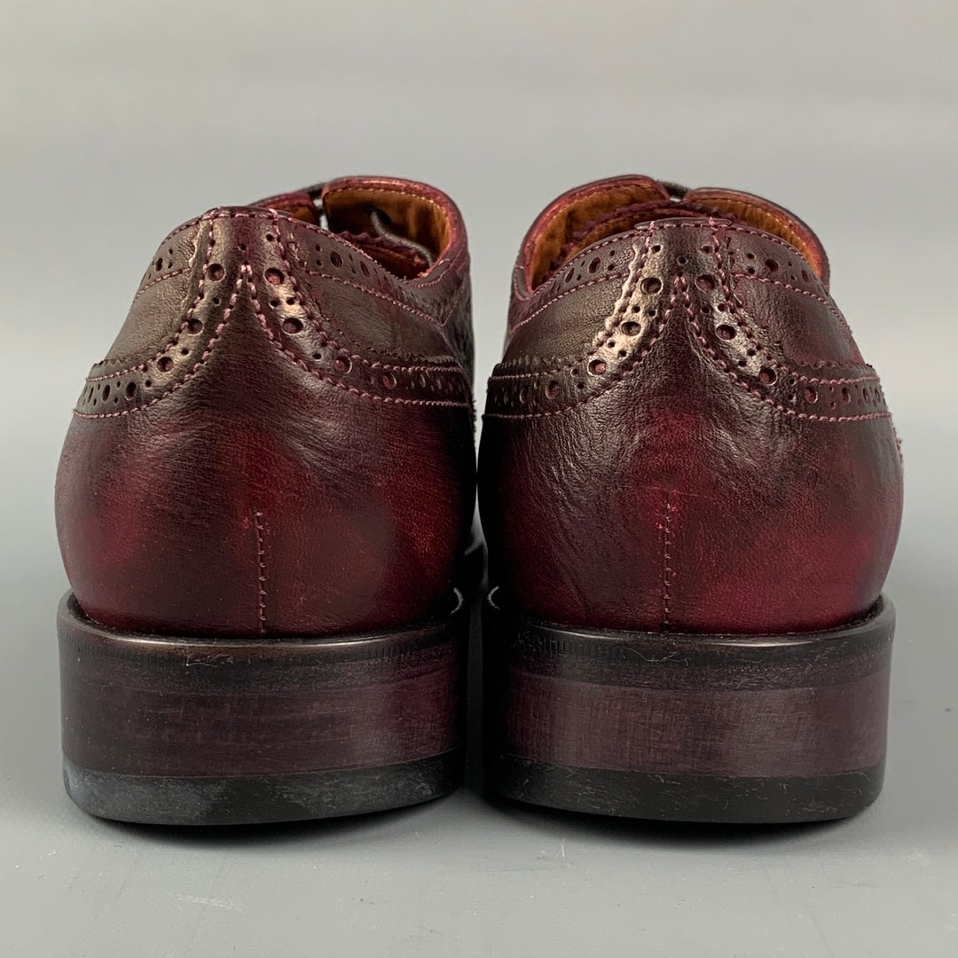 DSQUARED2 Talla 9.5 Zapatos con cordones y puntera de cuero antiguo color burdeos