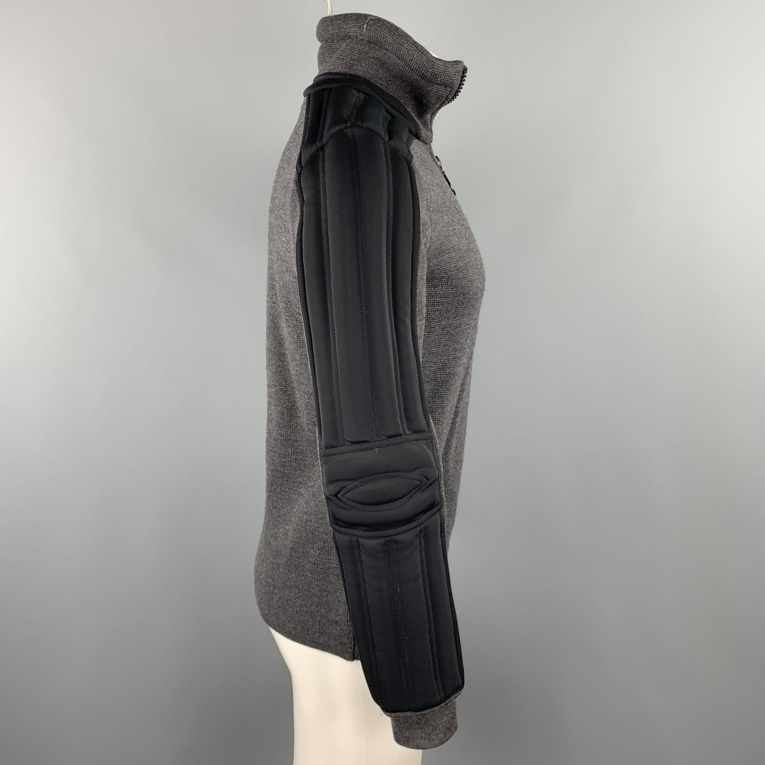 PRADA Size 38 Dark Gray Mixed Materials Wool Zip Up Jacket