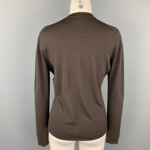 TSE Size L Brown Knitted Wool Buttoned Cardigan