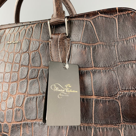 PAUL SMITH The British Collection Brown Embossed Leather Laptop Bag Bags