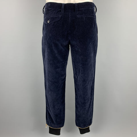 KOLOR Size L Navy Mixed Fabrics Velvet Zip Up Track Suit