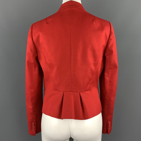 VALENTINO RED Size 8 Red Stretch Cotton Cropped Blazer